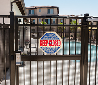 gated community pool pedestrian gate Riverside